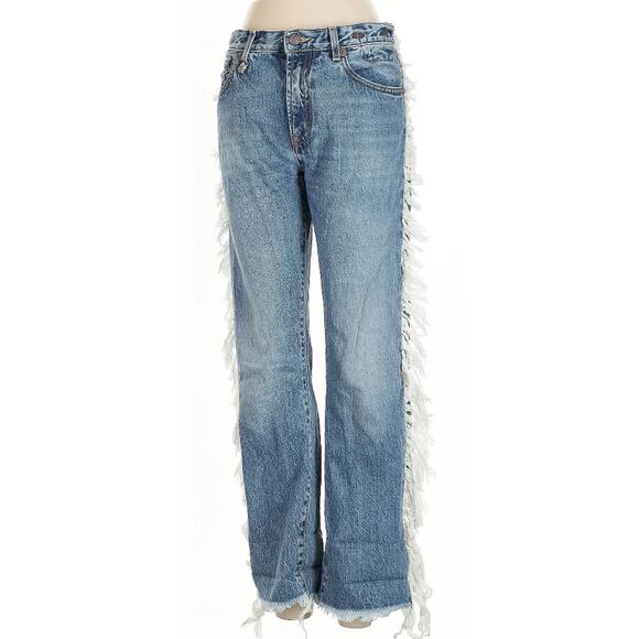R13 Bowie Fringe Jasper Blue Jeans 100% Cotton Slim Straight 26 $495 - Picture 3 of 12